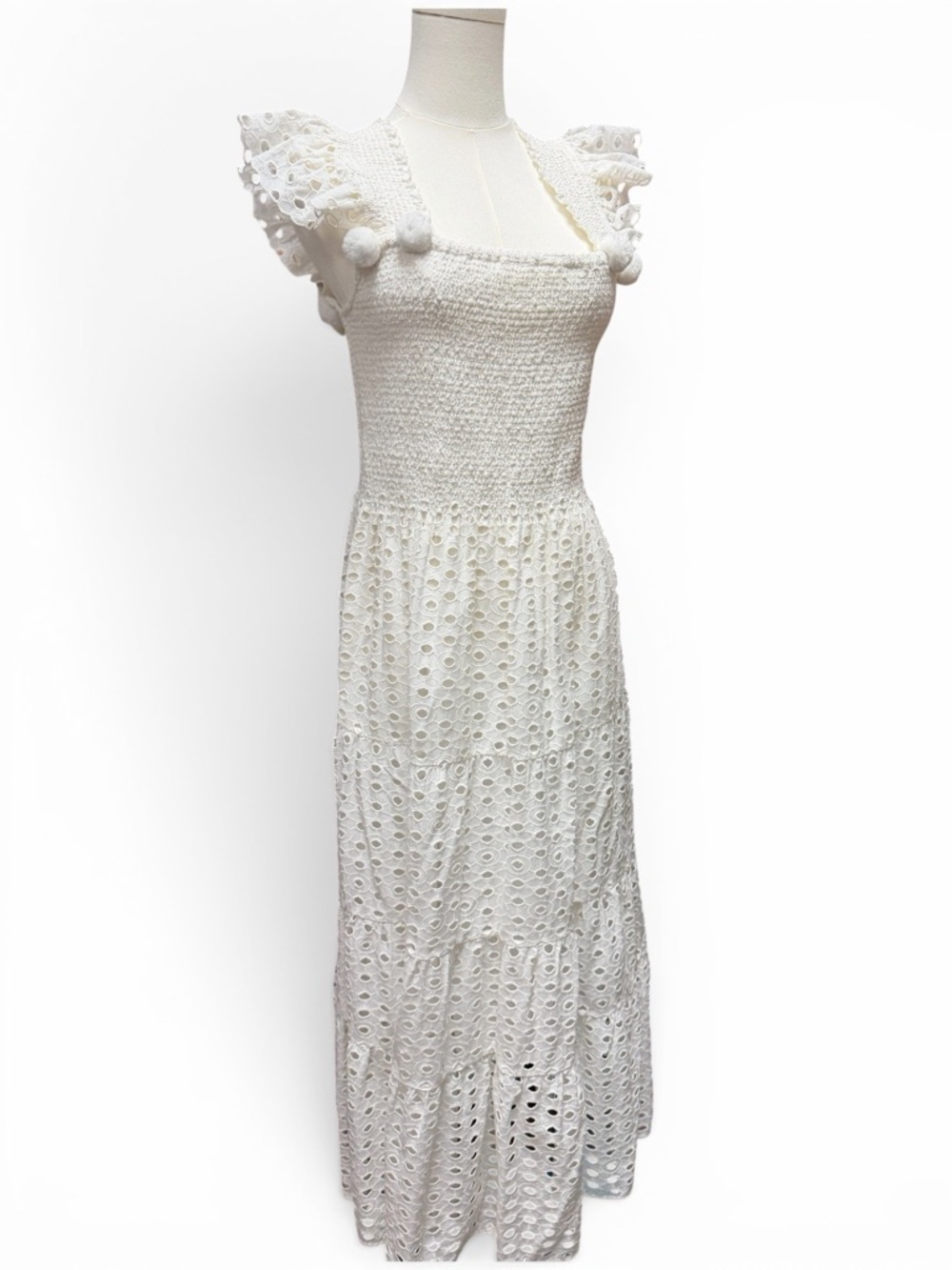 F-4 Figue Madi Embroidered Eyelet Maxi Dress White
